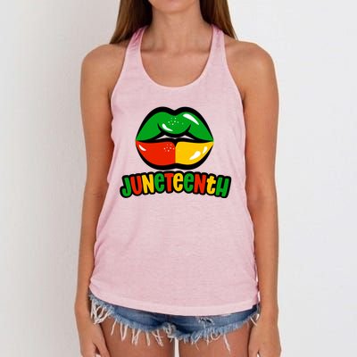 Juneteenth Lips Black History Month Women's Knotted Racerback Tank