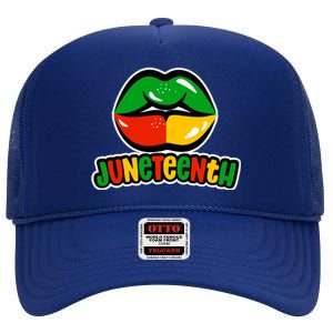 Juneteenth Lips Black History Month High Crown Mesh Back Trucker Hat