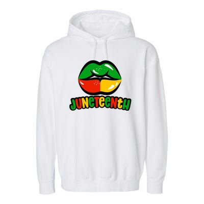 Juneteenth Lips Black History Month Garment-Dyed Fleece Hoodie