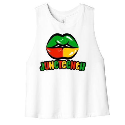 Juneteenth Lips Black History Month Women's Racerback Cropped Tank