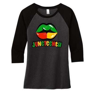 Juneteenth Lips Black History Month Women's Tri-Blend 3/4-Sleeve Raglan Shirt