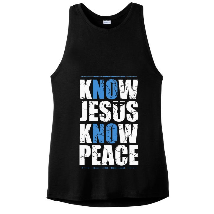 Jesus Love Bible Know Jesus Know Peace No Jesus No Peace Ladies PosiCharge Tri-Blend Wicking Tank