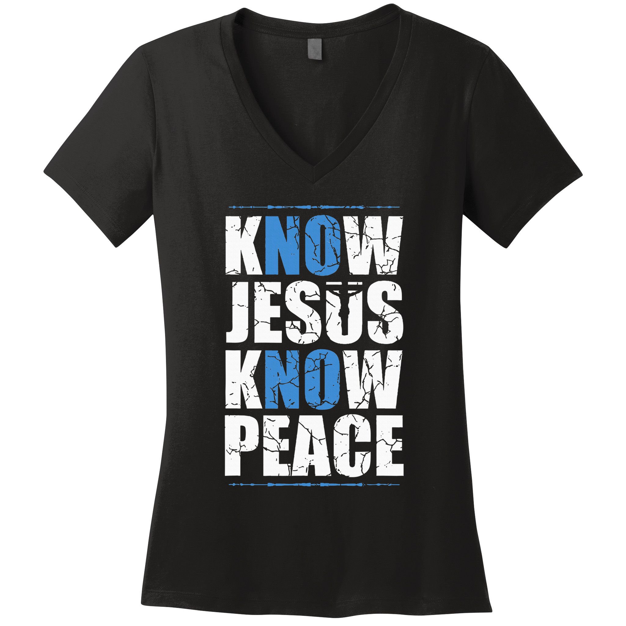 Jesus Love Bible Know Jesus Know Peace No Jesus No Peace Women's V-Neck T-Shirt