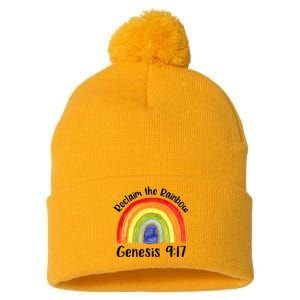 Jesus Lover Christian Reclaim The Rainbow Pom Pom 12in Knit Beanie