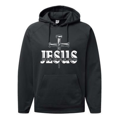 Jesus Lovers Christian Faith Religion Nail Cross Performance Fleece Hoodie