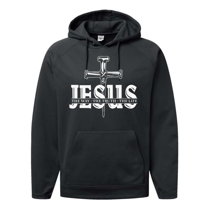 Jesus Lovers Christian Faith Religion Nail Cross Performance Fleece Hoodie