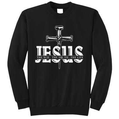 Jesus Lovers Christian Faith Religion Nail Cross Sweatshirt