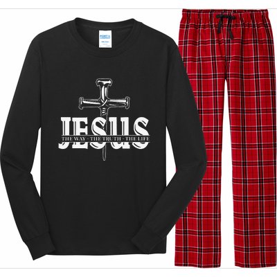 Jesus Lovers Christian Faith Religion Nail Cross Long Sleeve Pajama Set