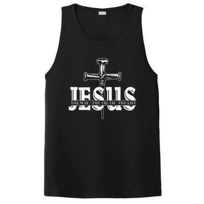 Jesus Lovers Christian Faith Religion Nail Cross PosiCharge Competitor Tank