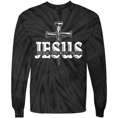 Jesus Lovers Christian Faith Religion Nail Cross Tie-Dye Long Sleeve Shirt