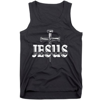 Jesus Lovers Christian Faith Religion Nail Cross Tank Top