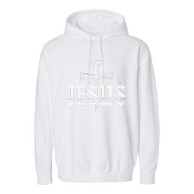 Jesus Lovers Christian Faith Religion Nail Cross Garment-Dyed Fleece Hoodie