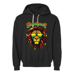 Juneteenth Lion Celebrate Black Freedom 1865 History Month Garment-Dyed Fleece Hoodie