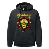 Juneteenth Lion Celebrate Black Freedom 1865 History Month Performance Fleece Hoodie