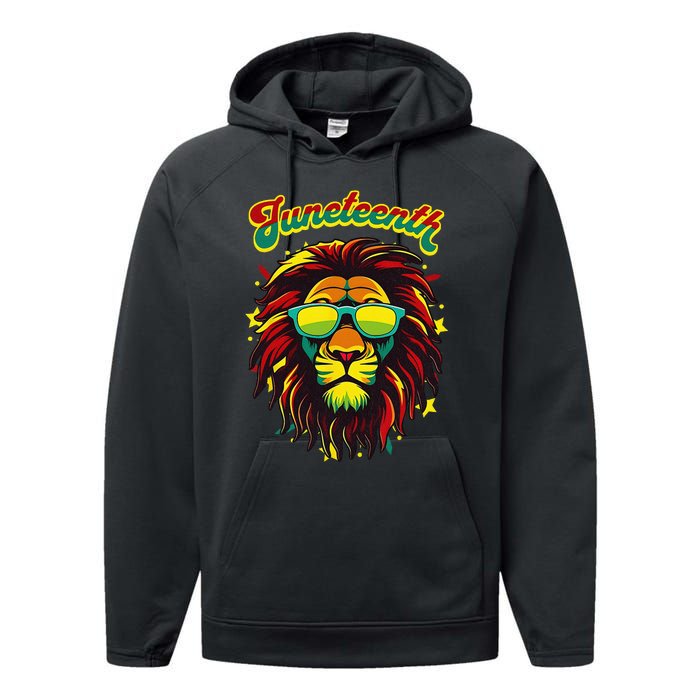 Juneteenth Lion Celebrate Black Freedom 1865 History Month Performance Fleece Hoodie