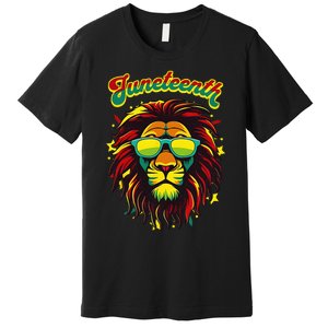 Juneteenth Lion Celebrate Black Freedom 1865 History Month Premium T-Shirt