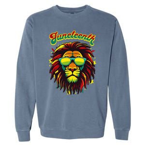 Juneteenth Lion Celebrate Black Freedom 1865 History Month Garment-Dyed Sweatshirt