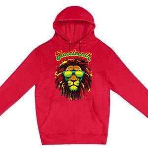 Juneteenth Lion Celebrate Black Freedom 1865 History Month Premium Pullover Hoodie