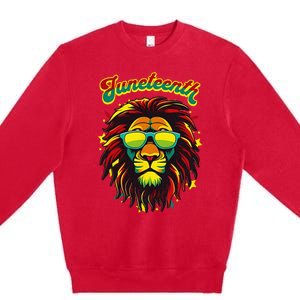 Juneteenth Lion Celebrate Black Freedom 1865 History Month Premium Crewneck Sweatshirt