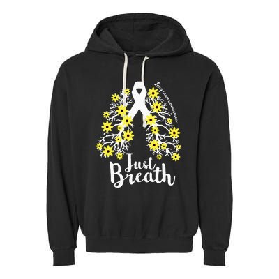 JustBreathe Lung Cancer Awareness Support Ribbon Costume Garment-Dyed Fleece Hoodie