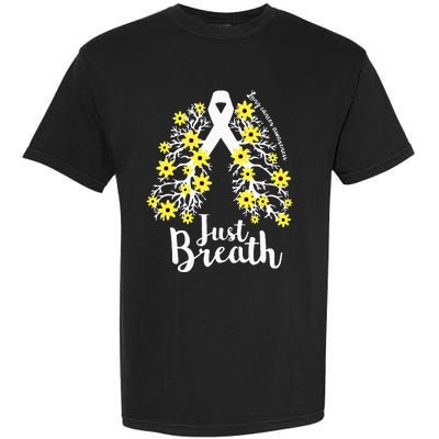 JustBreathe Lung Cancer Awareness Support Ribbon Costume Garment-Dyed Heavyweight T-Shirt