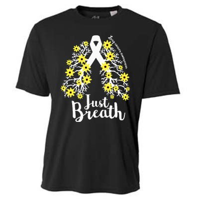 JustBreathe Lung Cancer Awareness Support Ribbon Costume Cooling Performance Crew T-Shirt