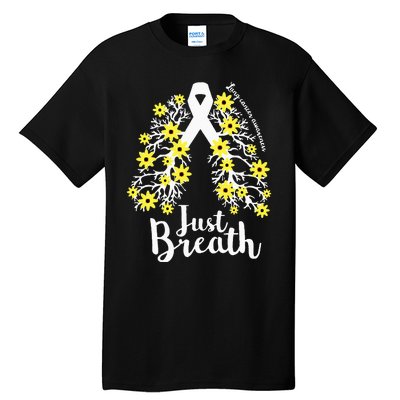 JustBreathe Lung Cancer Awareness Support Ribbon Costume Tall T-Shirt