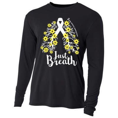 JustBreathe Lung Cancer Awareness Support Ribbon Costume Cooling Performance Long Sleeve Crew