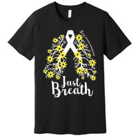 JustBreathe Lung Cancer Awareness Support Ribbon Costume Premium T-Shirt