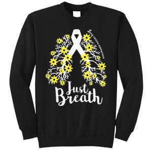 JustBreathe Lung Cancer Awareness Support Ribbon Costume Tall Sweatshirt