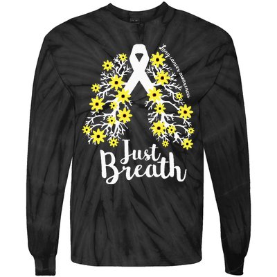 JustBreathe Lung Cancer Awareness Support Ribbon Costume Tie-Dye Long Sleeve Shirt