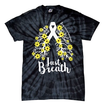 JustBreathe Lung Cancer Awareness Support Ribbon Costume Tie-Dye T-Shirt