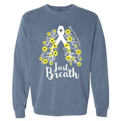 JustBreathe Lung Cancer Awareness Support Ribbon Costume Garment-Dyed Sweatshirt