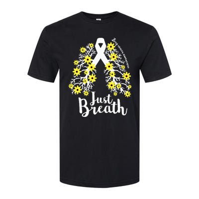 JustBreathe Lung Cancer Awareness Support Ribbon Costume Softstyle CVC T-Shirt