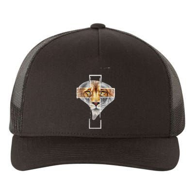 Judah Lion Cross Jesus Christ Religious Faith In God Yupoong Adult 5-Panel Trucker Hat