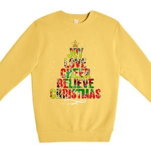 Joy Love Cheer Believe Christmas Tie Dye Xmas Tree Pajamas Gift Premium Crewneck Sweatshirt