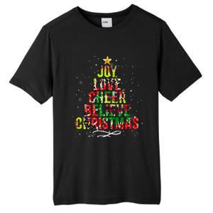 Joy Love Cheer Believe Christmas Tie Dye Xmas Tree Pajamas Gift Tall Fusion ChromaSoft Performance T-Shirt