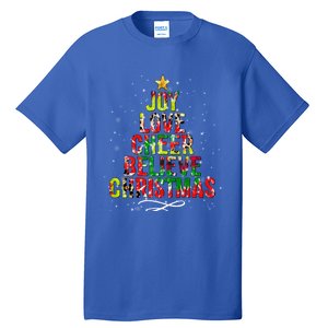 Joy Love Cheer Believe Christmas Tie Dye Xmas Tree Pajamas Gift Tall T-Shirt