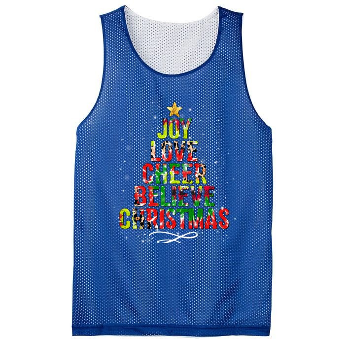 Joy Love Cheer Believe Christmas Tie Dye Xmas Tree Pajamas Gift Mesh Reversible Basketball Jersey Tank