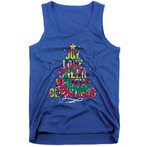 Joy Love Cheer Believe Christmas Tie Dye Xmas Tree Pajamas Gift Tank Top