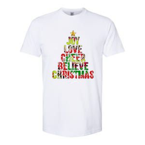 Joy Love Cheer Believe Christmas Tie Dye Xmas Tree Pajamas Gift Softstyle CVC T-Shirt