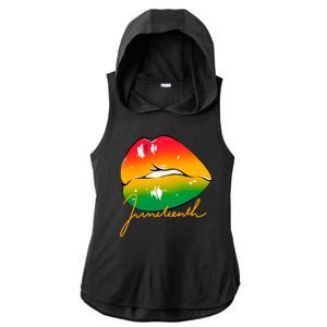 Juneteenth Lips Celebration Ladies PosiCharge Tri-Blend Wicking Draft Hoodie Tank