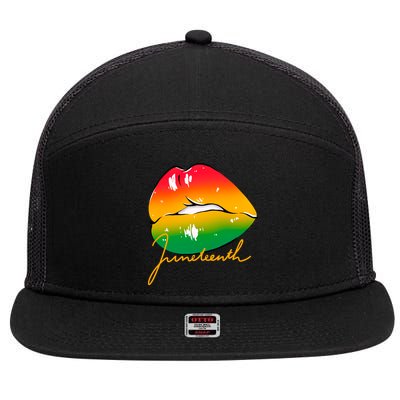 Juneteenth Lips Celebration 7 Panel Mesh Trucker Snapback Hat