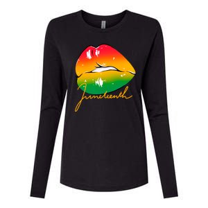 Juneteenth Lips Celebration Womens Cotton Relaxed Long Sleeve T-Shirt