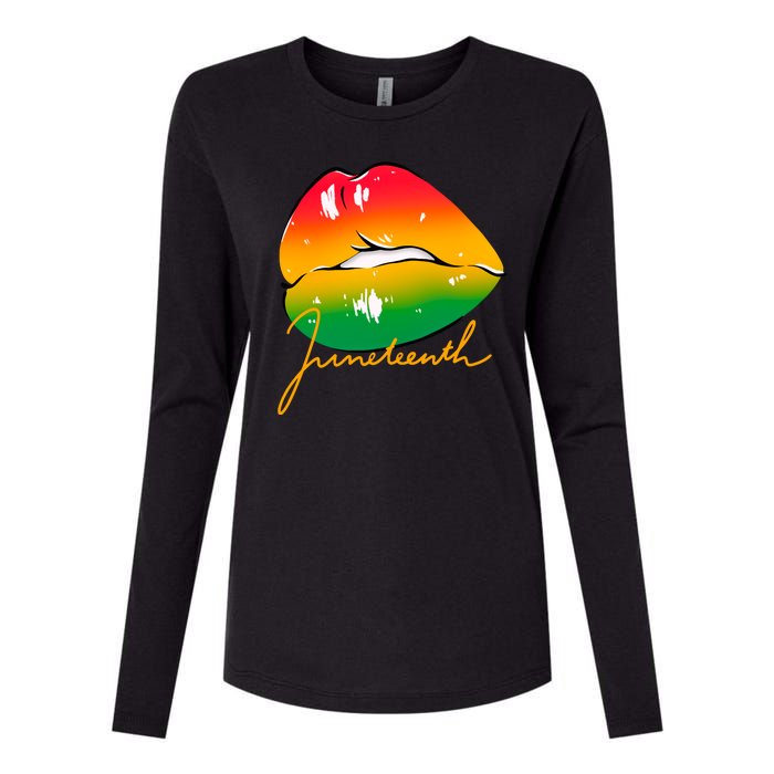 Juneteenth Lips Celebration Womens Cotton Relaxed Long Sleeve T-Shirt