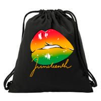 Juneteenth Lips Celebration Drawstring Bag