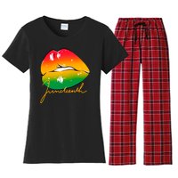 Juneteenth Lips Celebration Women's Flannel Pajama Set