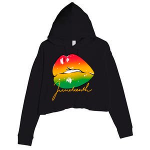 Juneteenth Lips Celebration Crop Fleece Hoodie