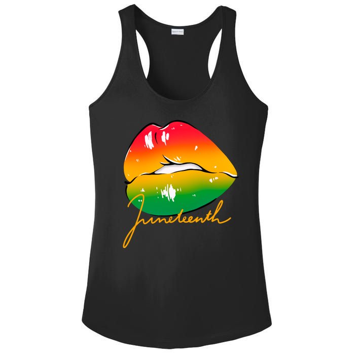 Juneteenth Lips Celebration Ladies PosiCharge Competitor Racerback Tank