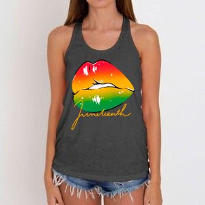 Juneteenth Lips Celebration Women's Knotted Racerback Tank